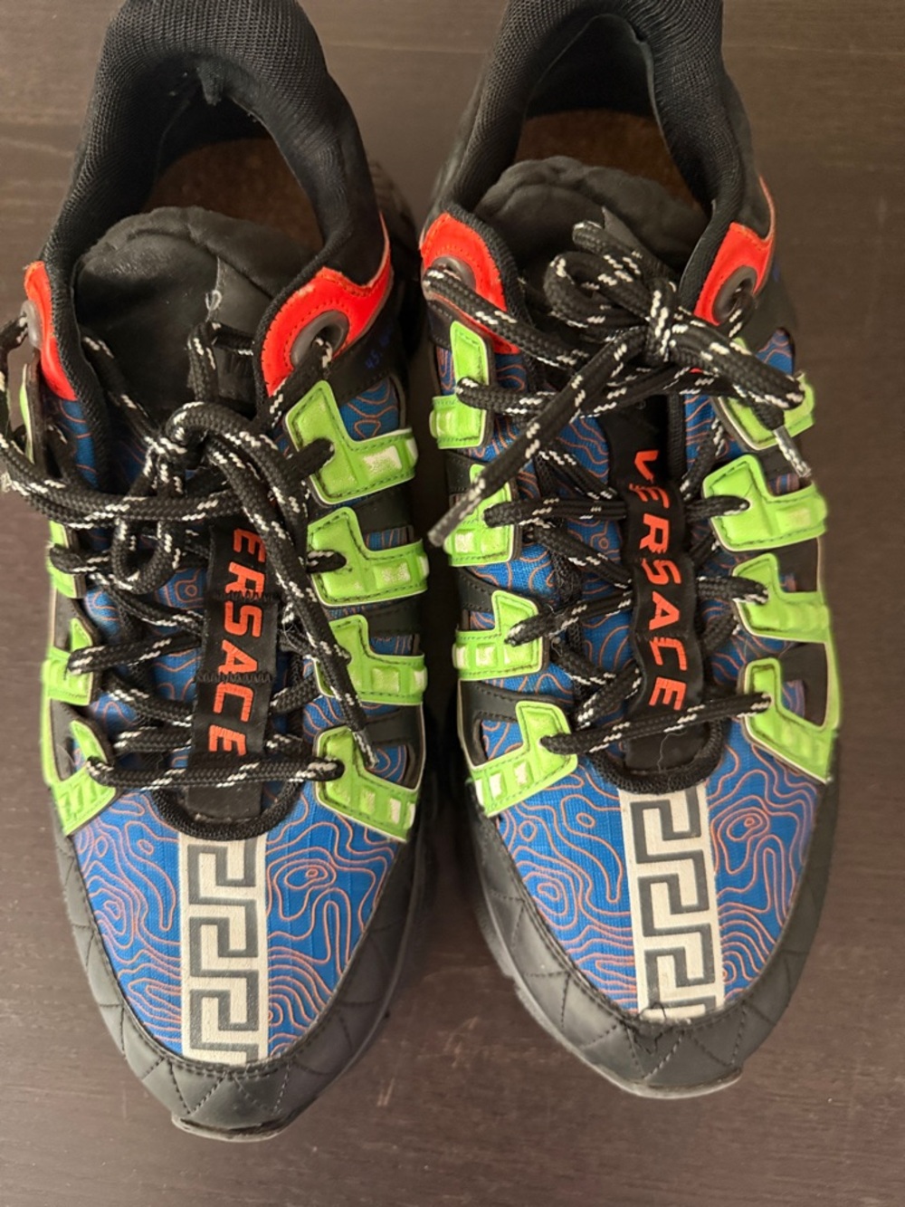 Versace Men’s Blue/Green/Red Lace-Up Sneakers